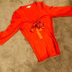 Sweater top with ribbon front